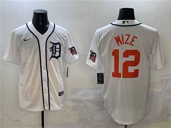 Men%27s Detroit Tigers #12 Casey Mize White With Patch Cool Base Stitched Jersey->chicago white sox->MLB Jersey